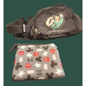 Vintage Walt Disney World Mickey Mouse Fanny Pack & Pouch Set